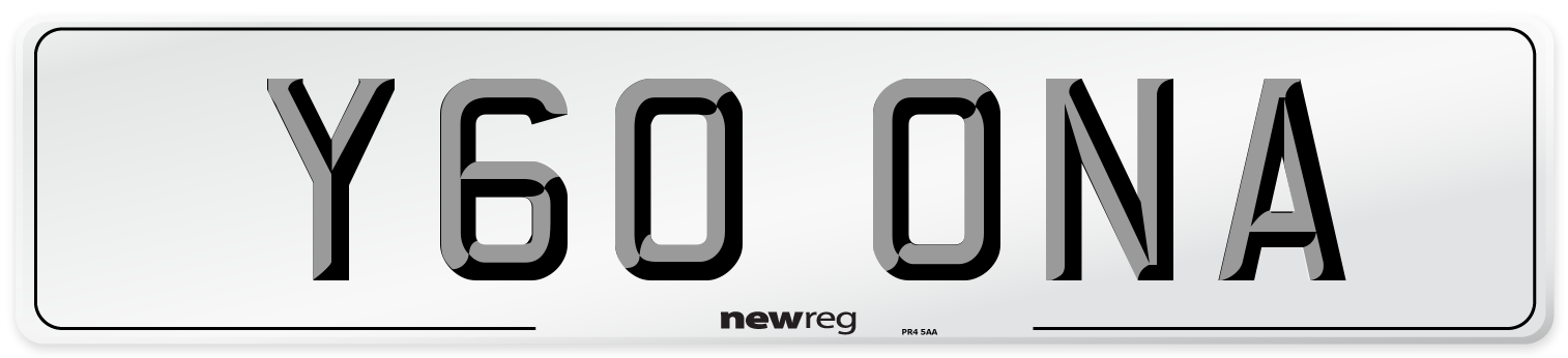 Y60 ONA Number Plate from New Reg